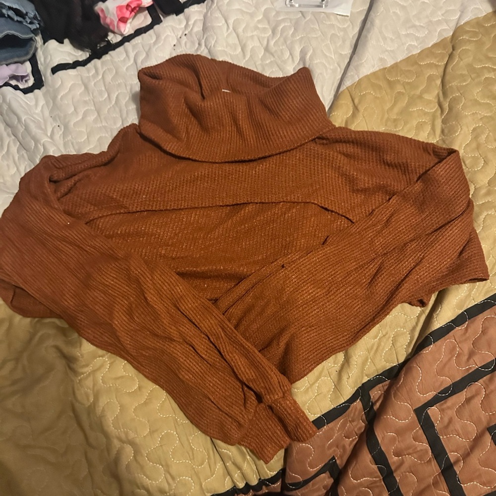 Brown Turtleneck Sweater with Soft Texture